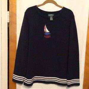 Nautical , sailing ,cruise wear by Lauren Ralph Lauren Cotton sweater SZ L